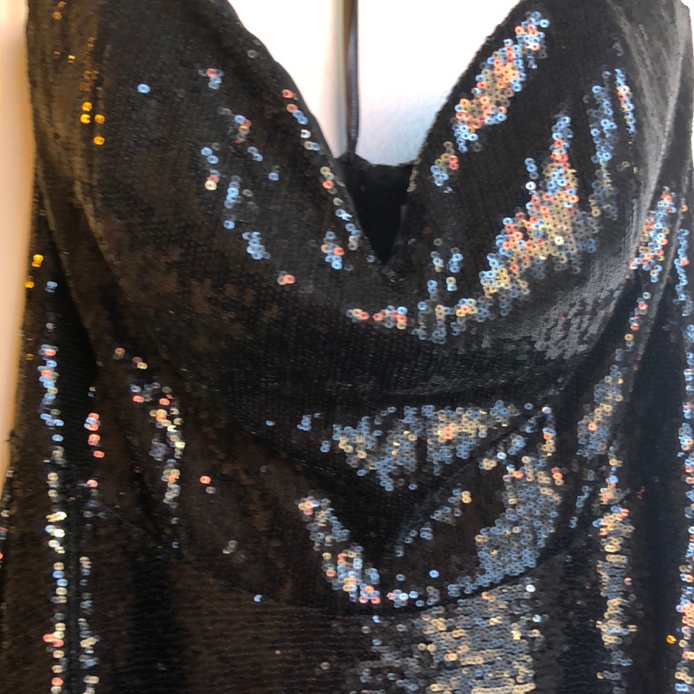 Strapless Black Sequin evening dress